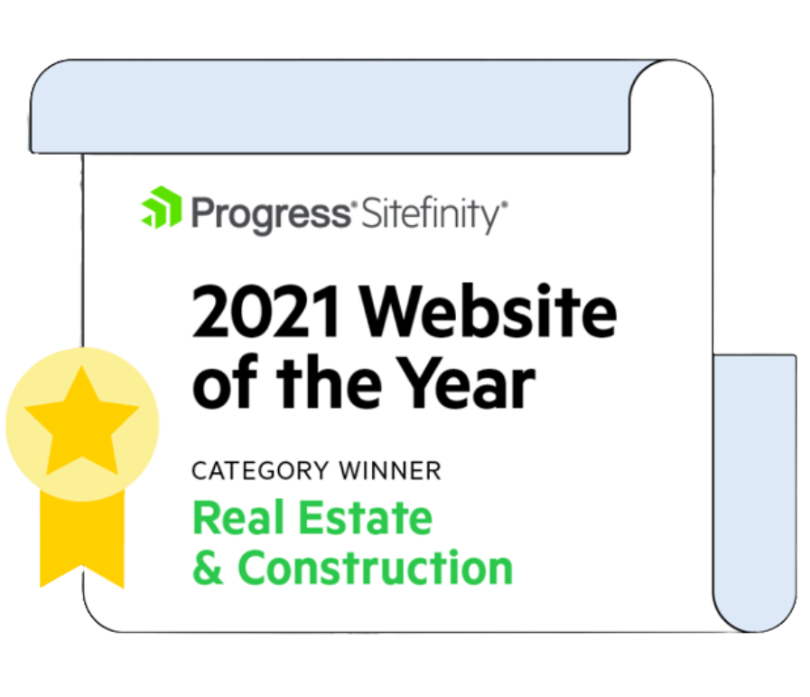 Progress Sitefinity 2021 Website of the Year category winner, real estate & construction