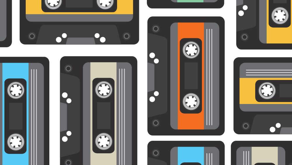 retro collage of cassette tapes
