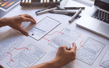 User experience wireframe for web mobile phone
