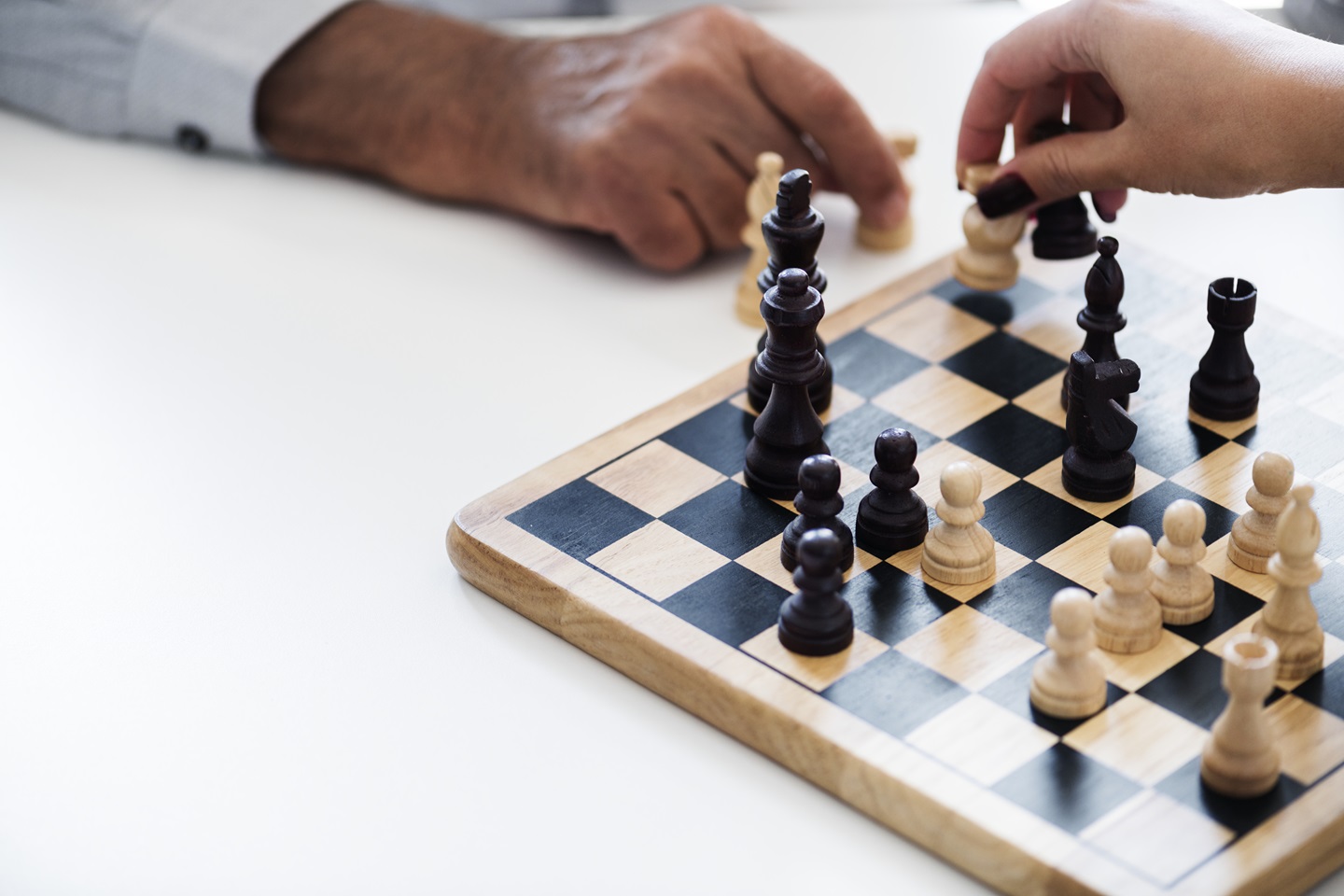 Chess game showing two players competing