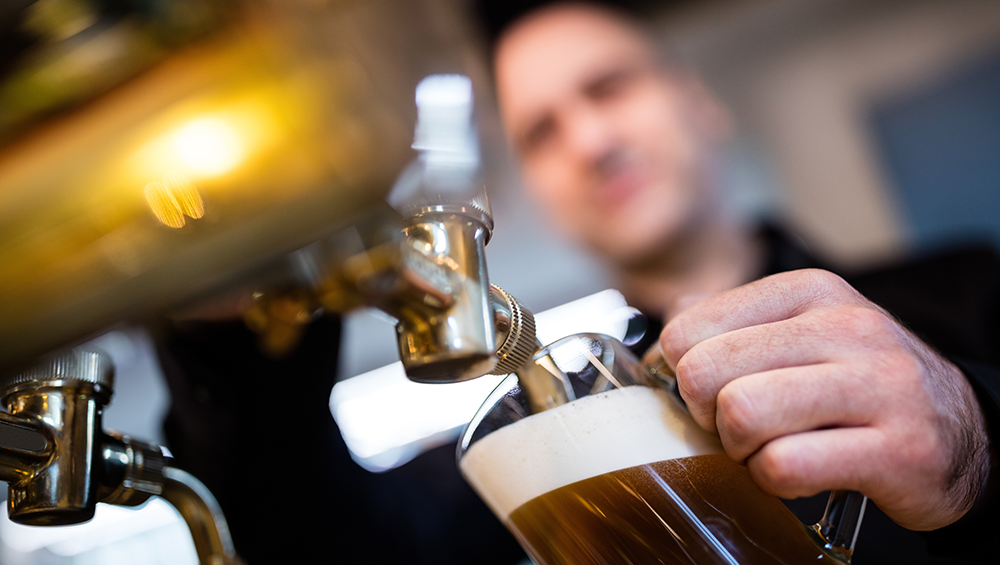 Pouring a beer