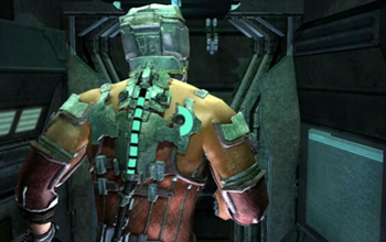 Clip from the video game Dead Space showcasing health indicators