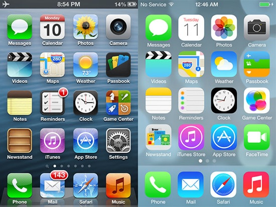 iOS 6 compared to iOS 7