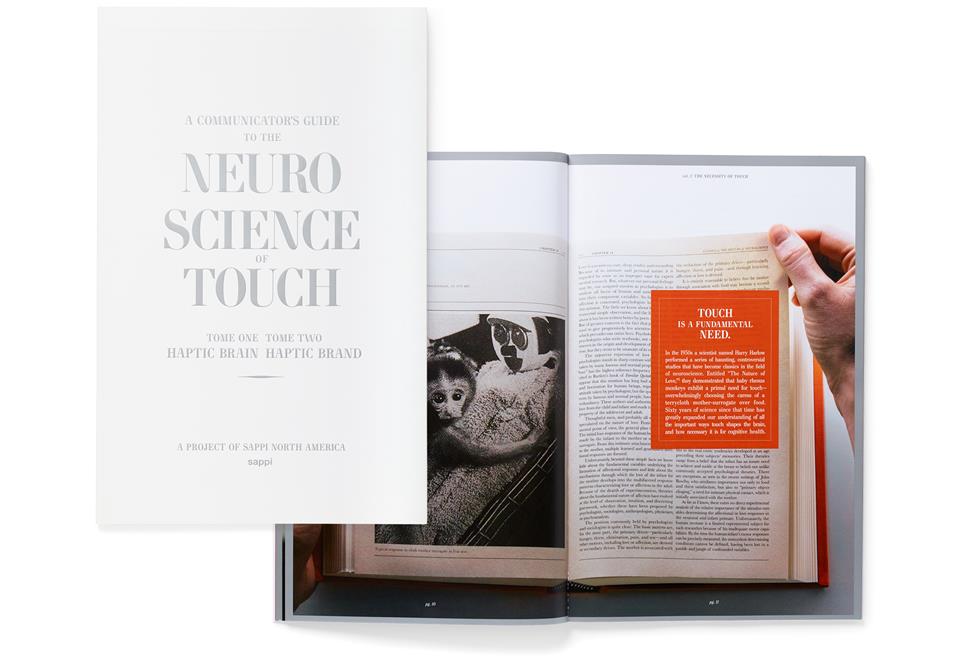 The cover and inner pages of the book, Neuroscience of Touch