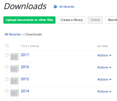Document libraries nested inside a parent document library