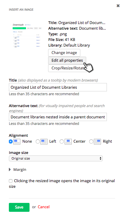 Image properties window Edit all properties button is near the top of this window