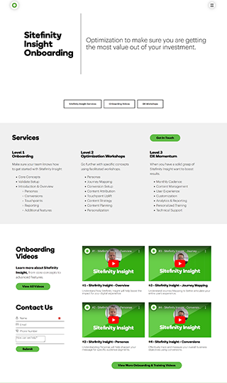 Crop of Screenshot of Sitefinity Onboarding Services Landing Page 