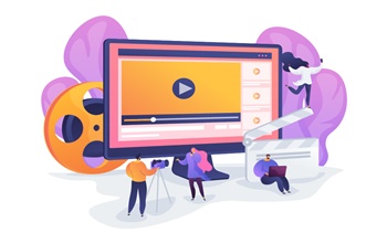 Illustration of people creating video content