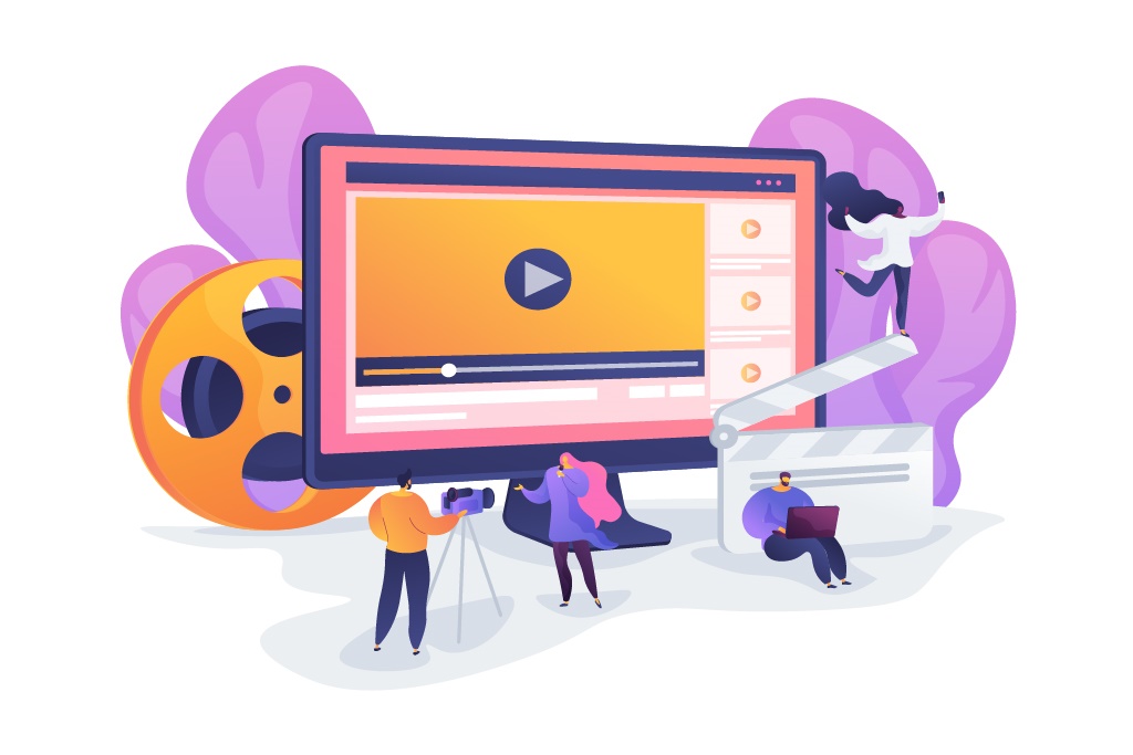 Illustration of people creating video content