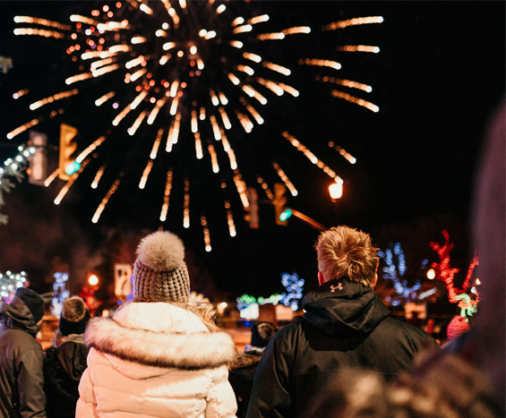 Crowd watching fireworks in Barrie