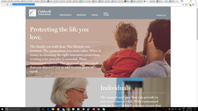 Screen shot of Caldwell Insurance Services website