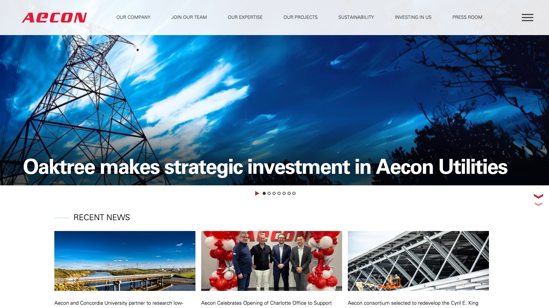 Aeconhomepagerebuildbyflywheel Aecon construction homepage by Flywheel Strategic